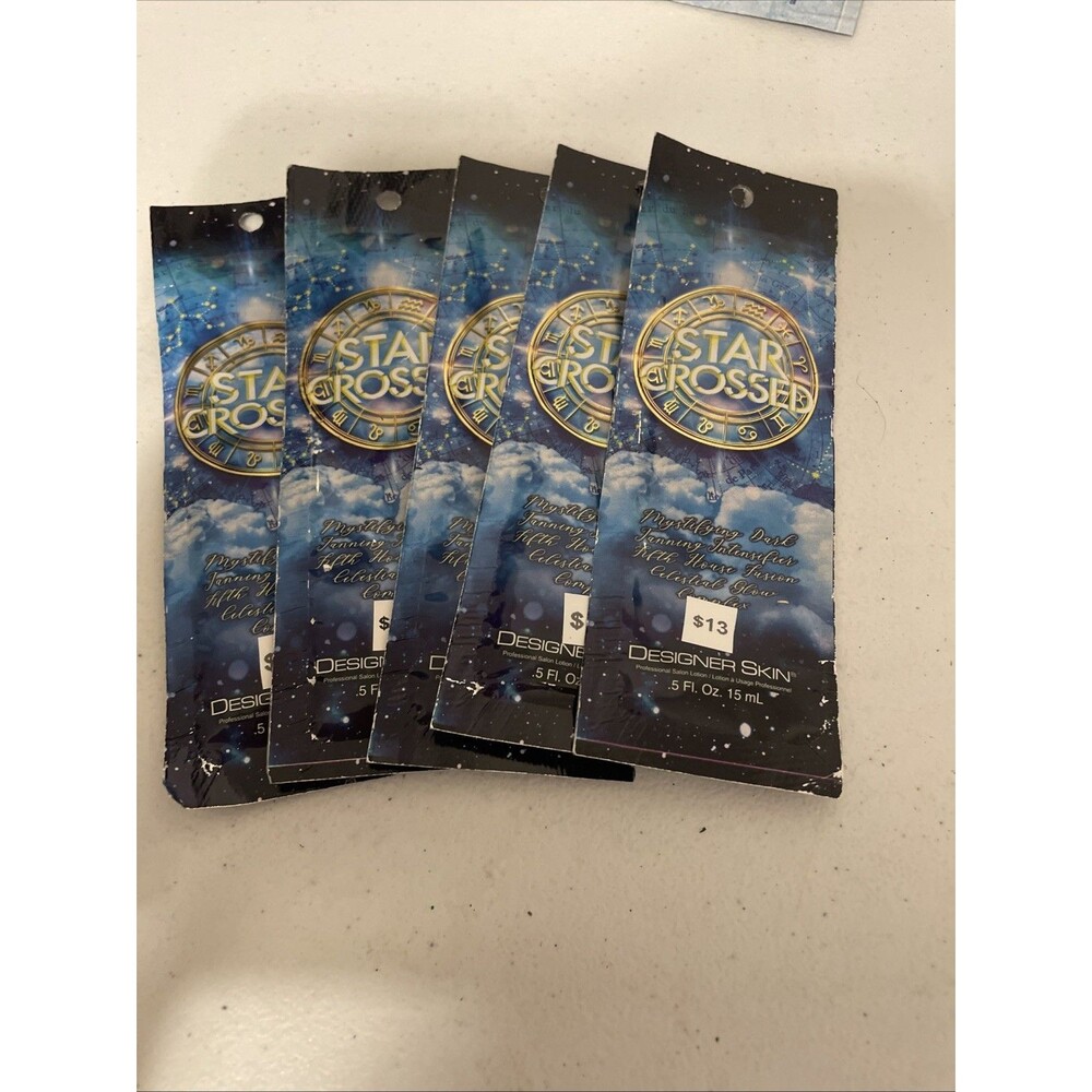 5 Packets of Star Crossed Intensifier Bronzer Tanning Lotion by Designer Skin